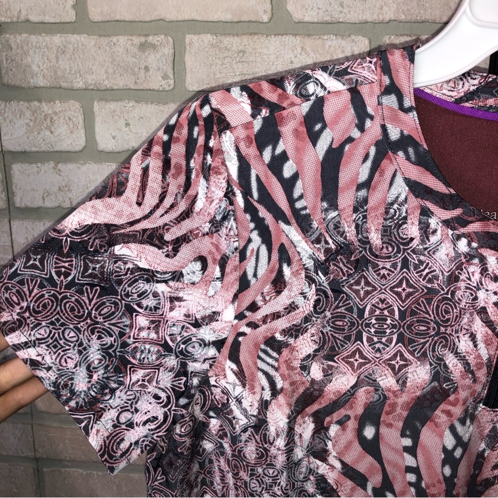 Healing Hands Purple Label Zip Pull Over Mandarin Scrub Top in Auki Size XS - Picture 2 of 6